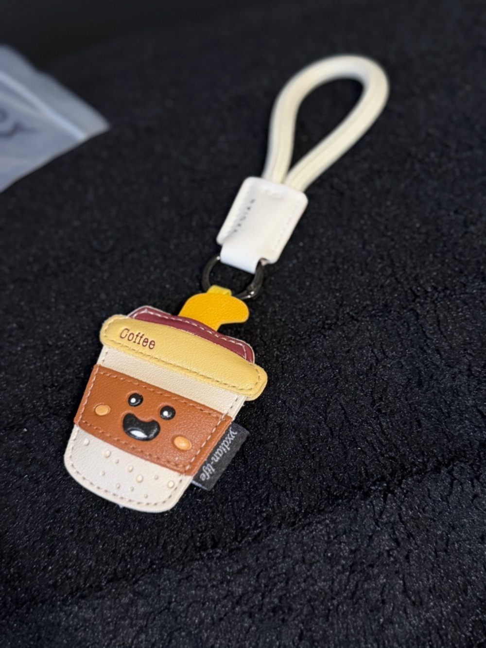 Cute Coffee Cup Keychain Bag Charm- White, Brown & Yellow